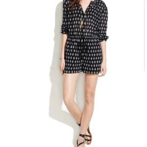 Madewell Getaway Tassel Paisley Floral Romper Black XS